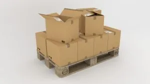 Professional furniture movers have the right equipment - quality moving boxes on palletes.