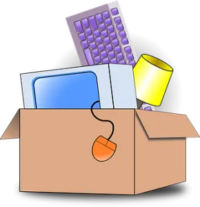 The box full of stuff can be easily packed with professional help from Aventura movers