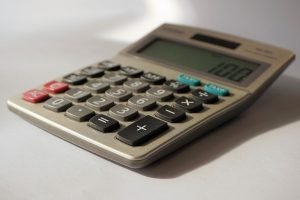 Calculator on a white table