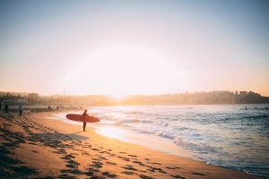 Surfer on a beach