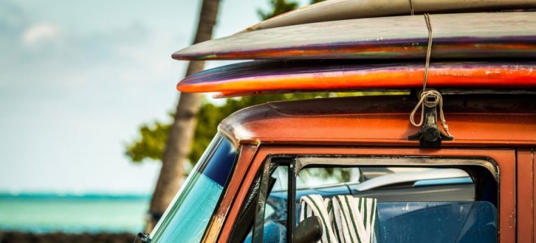 Surf boards as on one of the best places for surfing in Miami Beach