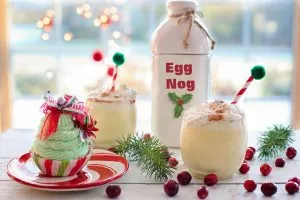 Eggnog and a Christmas dessert.
