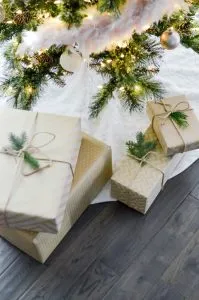 Wrapped boxes under the tree