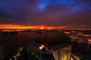 Sunset view at Downtown Miami