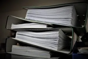 Office paperwork packed in ring binders