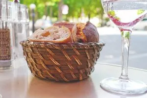 A basket with bread in a Miami restaurant