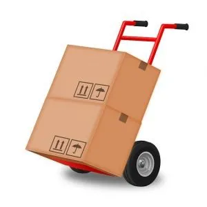 Cardboard boxes on wheels 