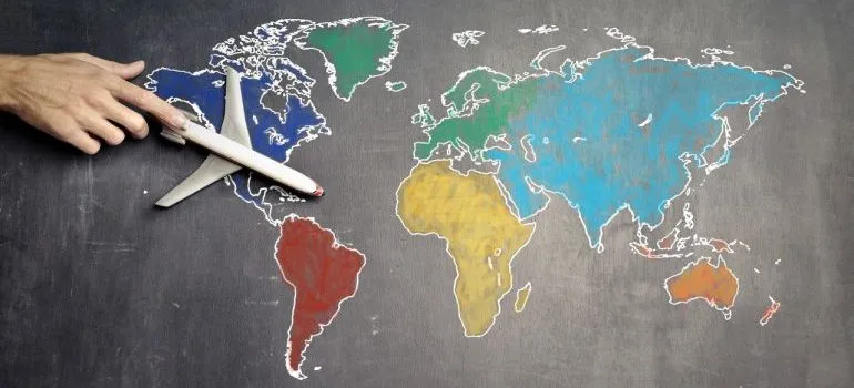an airplane on the map of the world