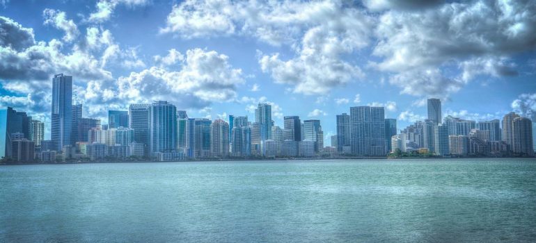 the city of Miami next to the body of water