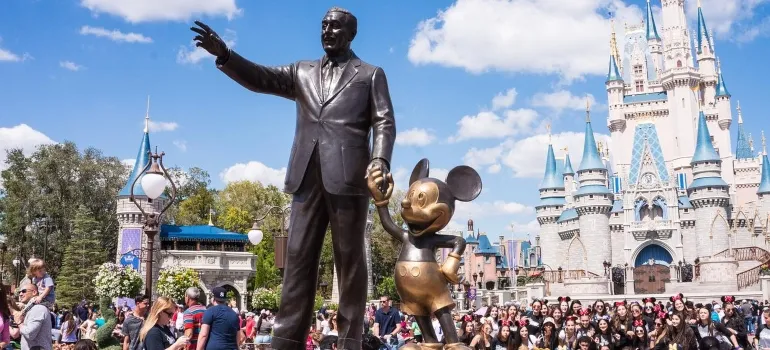 Statue of Mickey Mouse and Walt Disney at Disneyland