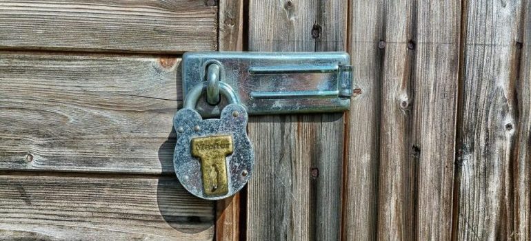 Lock on the old wooden door
