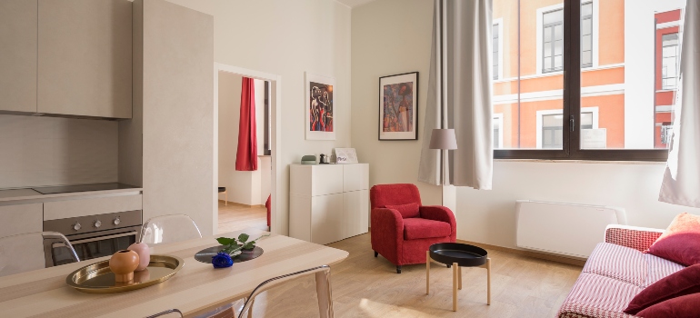 white and red apartment